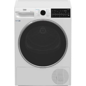 Uscator de rufe Beko B5T89243W, Pompa de caldura, 9 kg, Clasa A+++, RecycledDry, Motor ProSmart Inverter, OptiSense, Alb