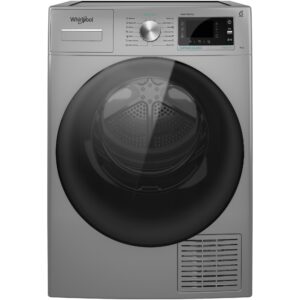 Uscator rufe Whirlpool Supreme Silence W7D93SBEE, Pompa de caldura, 9 kg, Clasa A++, FreshCare+, Tehnologia al 6-lea Simt, Display LCD, Argintiu