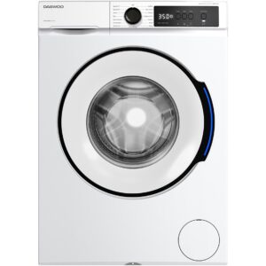 Masina de spalat rufe DWD-RV7021 Daewoo, 7 kg, motor inverter, 1400 rpm, clasa A, 49 l capacitate, design: buton rotativ negru + usa cu inel negru, culoare Alb