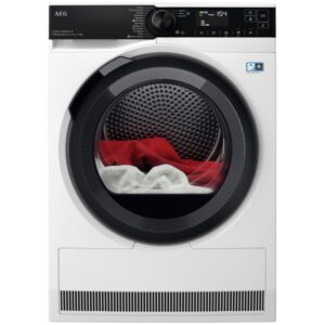 Uscator de rufe AEG TR939M6CE, Pompa de caldura, 9 kg, Clasa A+++, Motor Inverter, Display LED, 3DScan, Wi-Fi, Iluminare interioara, Alb
