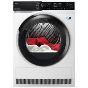 Uscator de rufe AEG TR838H4CE, Pompa de caldura, 8 kg, Clasa A+++, Motor Inverter, Display LED, Wi-Fi, Iluminare interioara, Alb