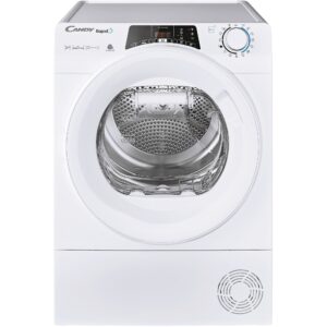 Uscator de rufe Candy Rapido ROE H9A3TE-S, Pompa de caldura, 9 kg, Clasa A+++, Conectivitate WiFi+Bt, Easy case, Dry sensor, Easy iron, Alb