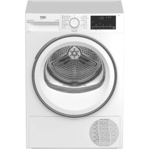 Uscator de rufe Beko B3T68230, Pompa de caldura, 8 kg, 15 programe, Clasa A++, SteamCure, RecycledDry, EcoGentle, OptiSense, Aquawave, Alb